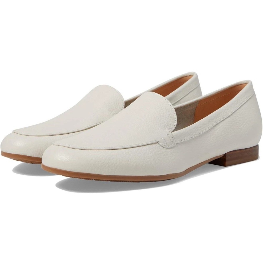 Marc Fisher LTD Docida Ivory Leather Loafers Womens 7.5 M Flat Slip On Shoes